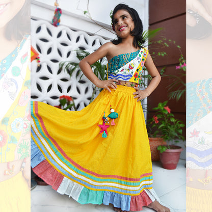 Yellow Kalamkari Lehenga Set