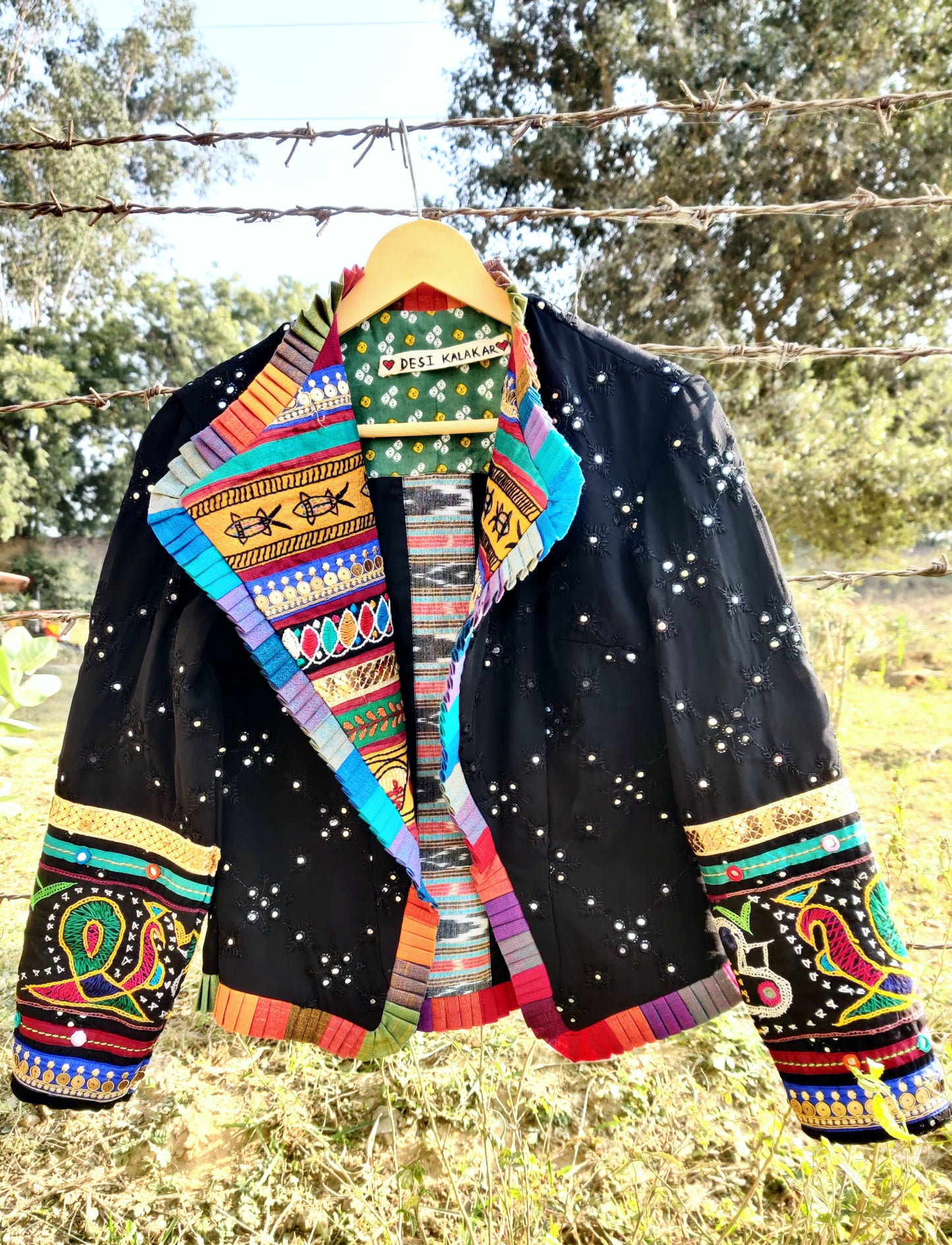 The Black Rainbow- Kuttchi and Threadwork Black Jacket