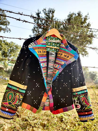 The Black Rainbow- Kuttchi and Threadwork Black Jacket