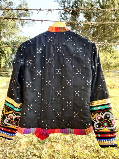 The Black Rainbow- Kuttchi and Threadwork Black Jacket