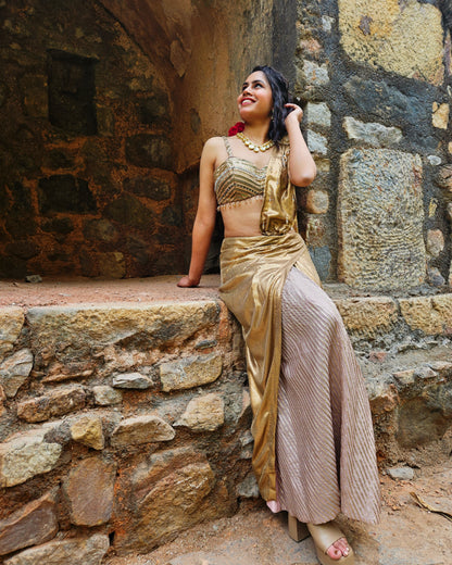 Gold squin saree