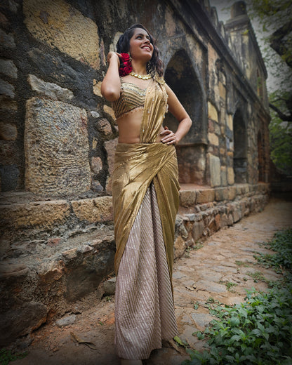 Gold squin saree