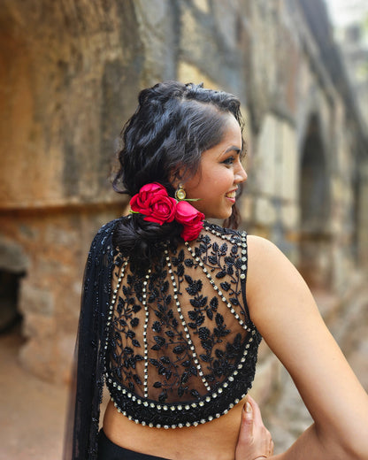 "The Black Diamond"- pre draped cocktail saree