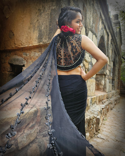 "The Black Diamond"- pre draped cocktail saree