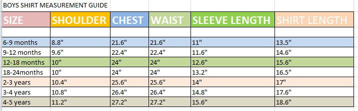 SIZE CHART