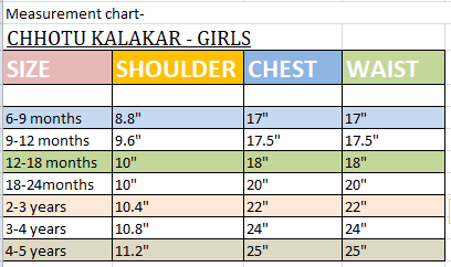 SIZE CHART