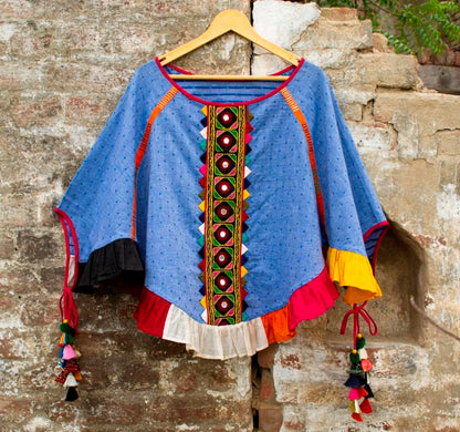 Blue Chambrey Poncho