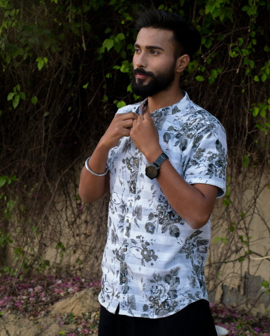 Mens Reversible Floral/Stripes  Shirt