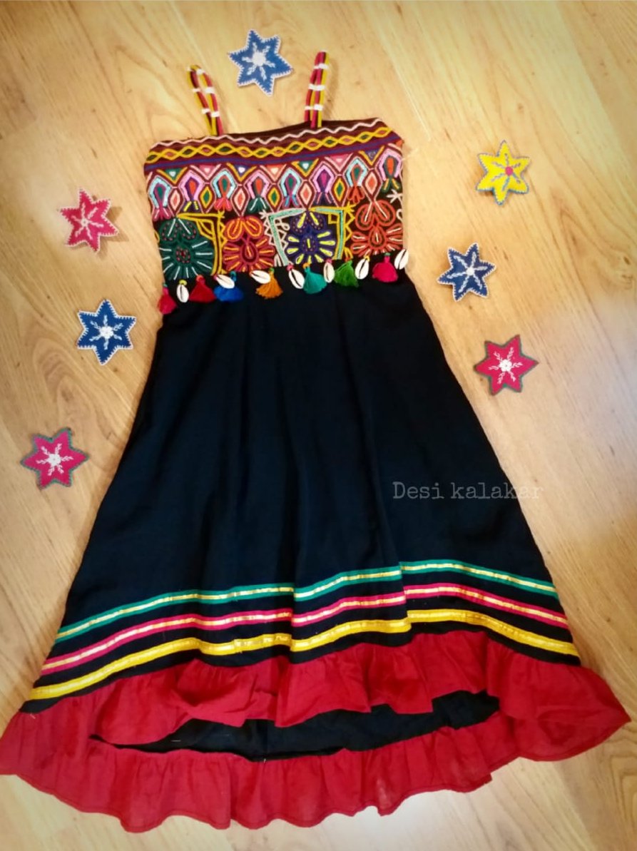 Black Kutchi embroidery kid's Gown