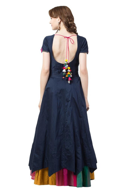 Blooming Sun Mandal Aari Work Navy Gown