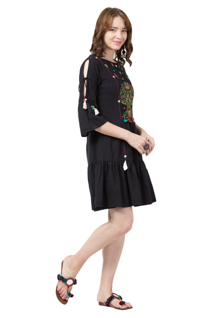 Enchanted Tree Boho Dress- Black