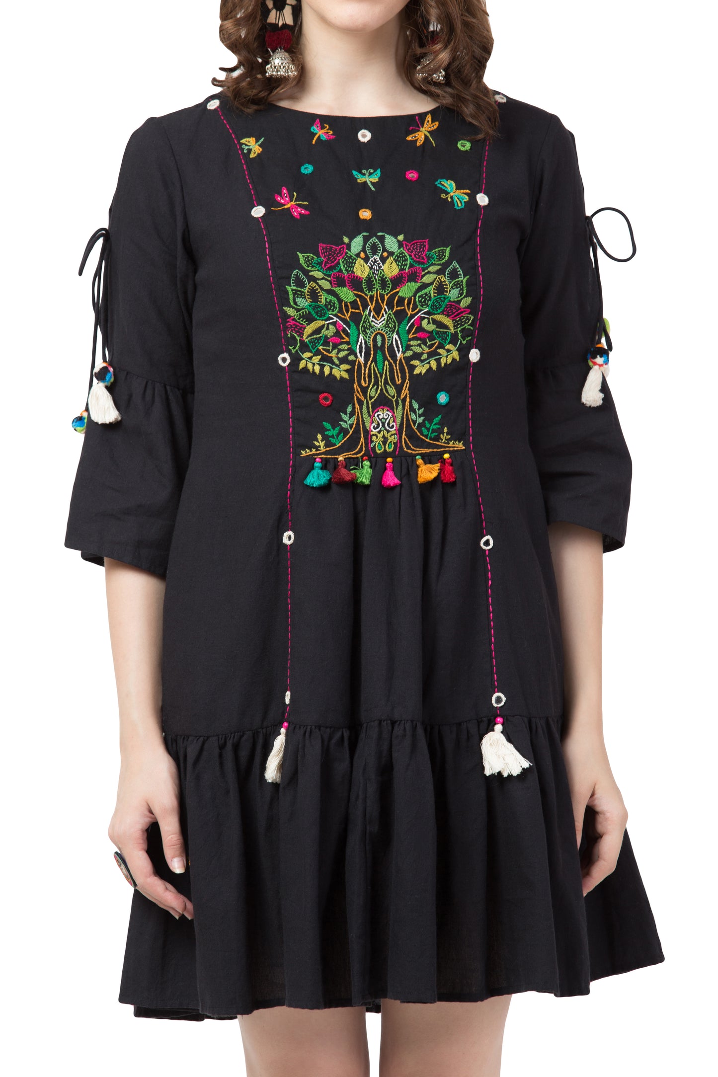 Enchanted Tree Boho Dress- Black