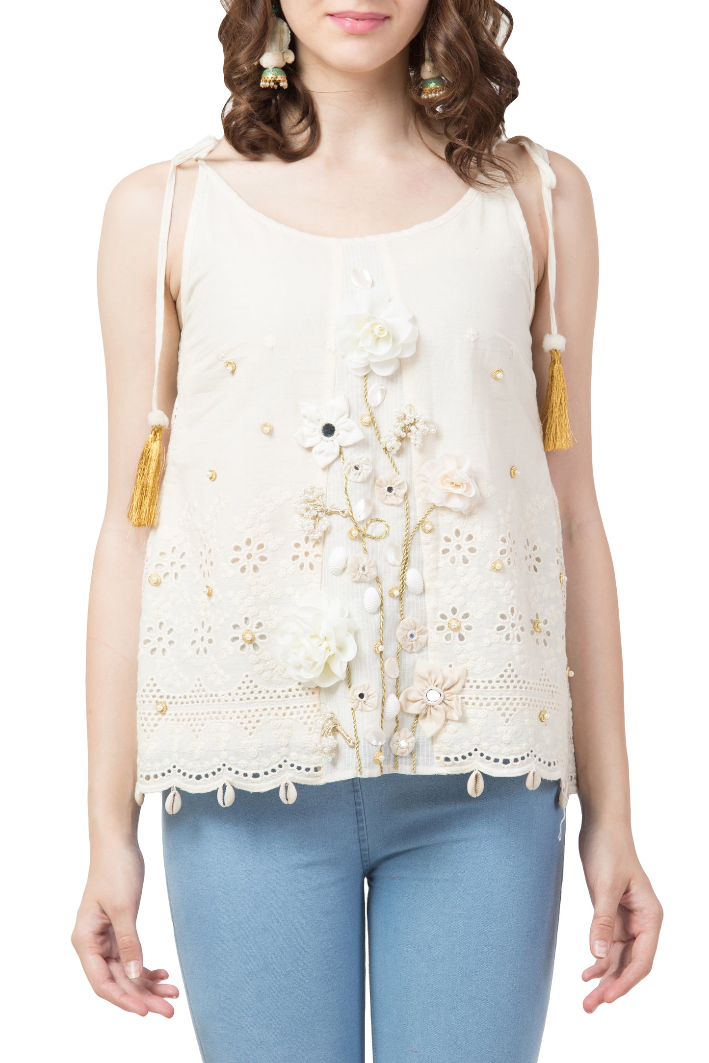 White and gold tank top