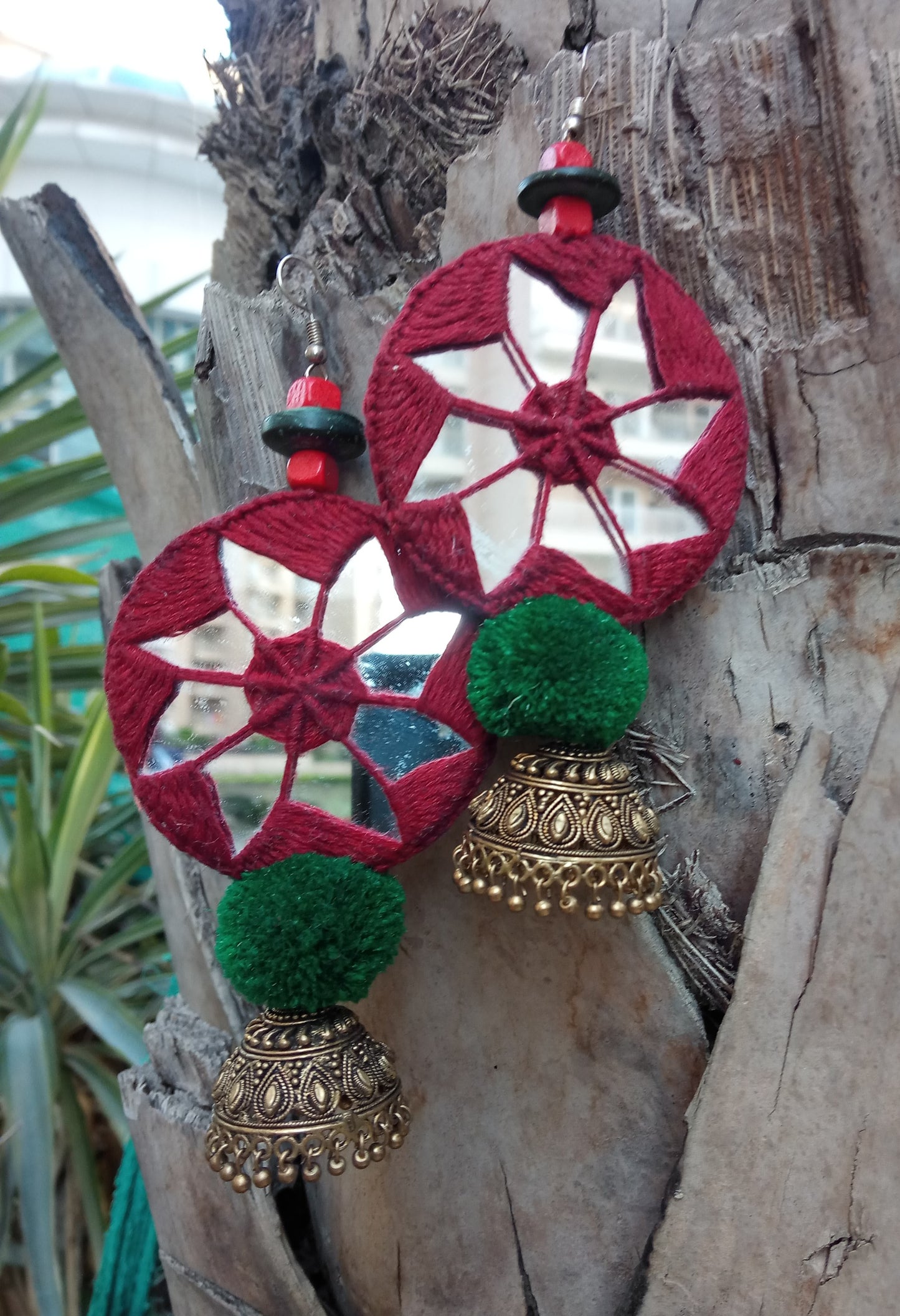 red mirror jhumka