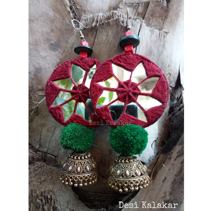 red mirror jhumka