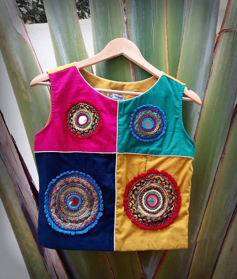 Color Block Mandala Crop Top