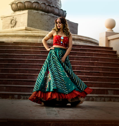 Emerald Mughal Lehenga Set