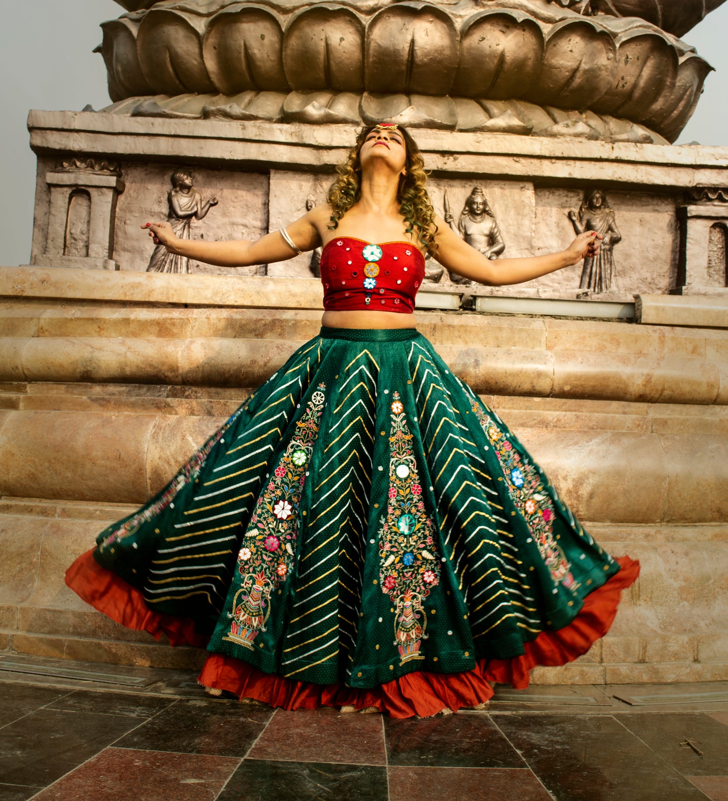 Emerald Mughal Lehenga Set