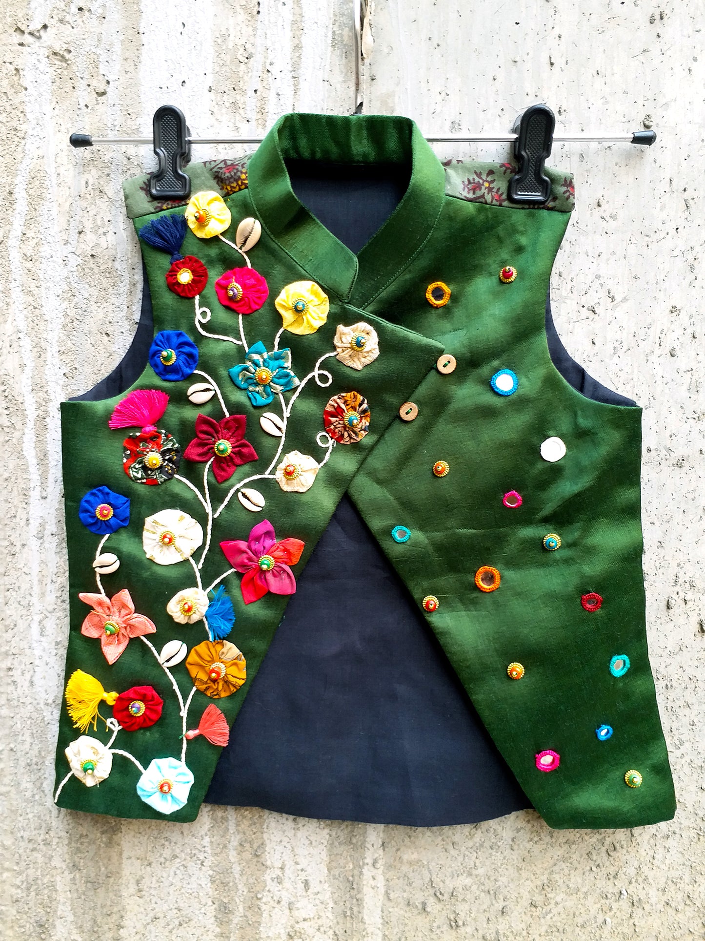 Floral Green Vest